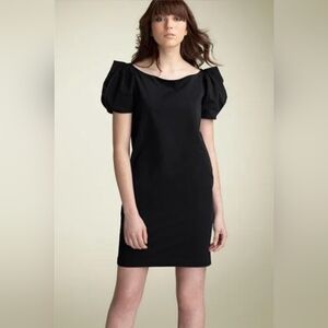 Diane Von Furstenberg Lionel Black Puff Sleeve Stretch Poplin Shift Dress- 8